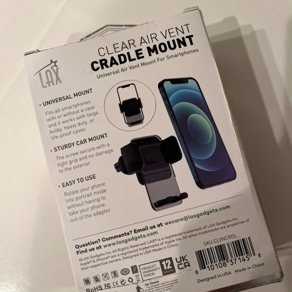 Cradle Phone Mount for Car Universal Air Vent Holder - Clear (NEW/e/x) - Picture 5 of 6